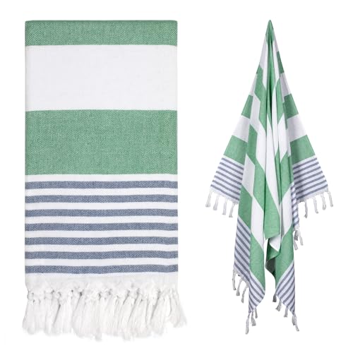 cabanana Turkish Beach Towel Oversized - 40"x70" Quick Dry Sand Free Thin Beach Towels for Adults,Extra Large Cotton Lightweigh Travel Towel for Beach Accessories (Turquoise Navy) - color: Z Turquoise Navy