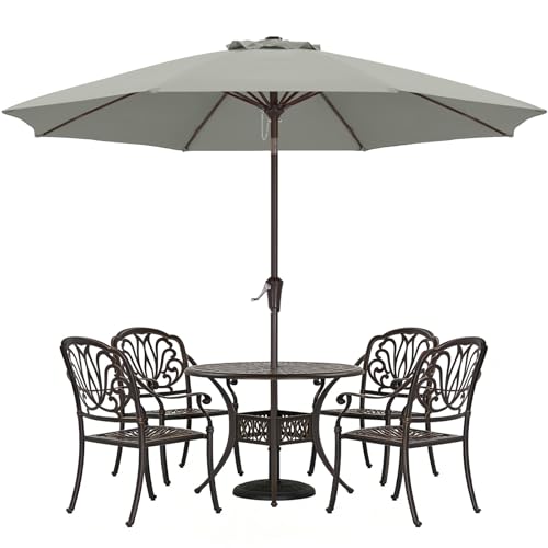 ABCCANOPY 10FT Patio Umbrella, Outdoor Waterproof Table Umbrella with Push Button Tilt and Crank, 8 Ribs UV Protection Pool Umbrella for Garden, Lawn, Deck & Backyard (Gray) - color: Gray, size: 10FT