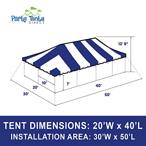Party Tents Direct 20 x 40 Weekender Pole Tent with Sidewalls, Heavy Duty Waterproof PVC Blue and White Canopy, Easy Up Outdoor Event Pavilion Gazebo for Weddings, Parties, Graduations, and Banquets - color: Blue, size: 20' x 40'