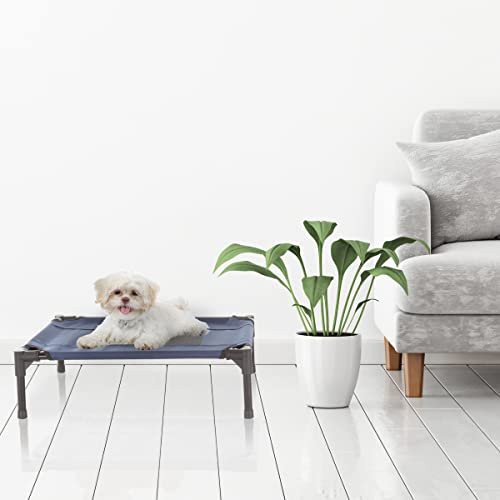 Elevated Dog Bed - 24.5x18.5-Inch Portable Pet Bed with Non-Slip Feet - Indoor/Outdoor Dog Cot or Puppy Bed for Pets up to 25lbs by PETMAKER (Blue) - color: Blue, size: Small