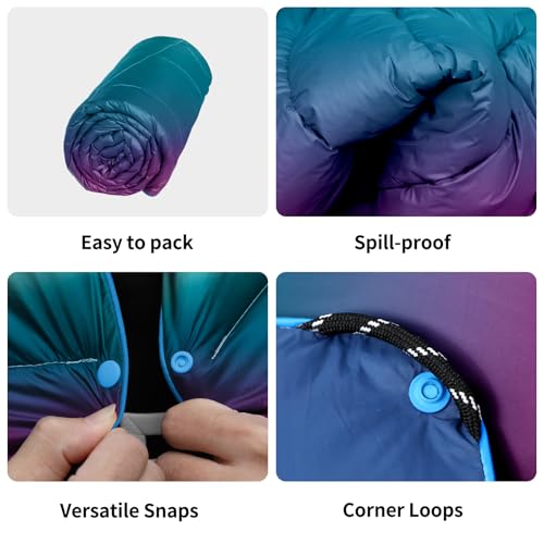 Camping Blanket,MINI Puffy Blanket Lightweight Windproof Water Resistant for Outdoors,Hiking,Beach,Car,Picnic,Stadium - color: Grad Purple, size: 39"x55"