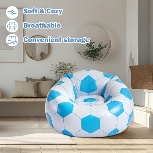 Inflatable Bean Bag Chairs for Adults,Lazy Chair Soccer Design,Portable Inflatable,Blow up Inflatable Seat for Lawn, Holiday Party, Home,Garden,Outdoor&Indoor