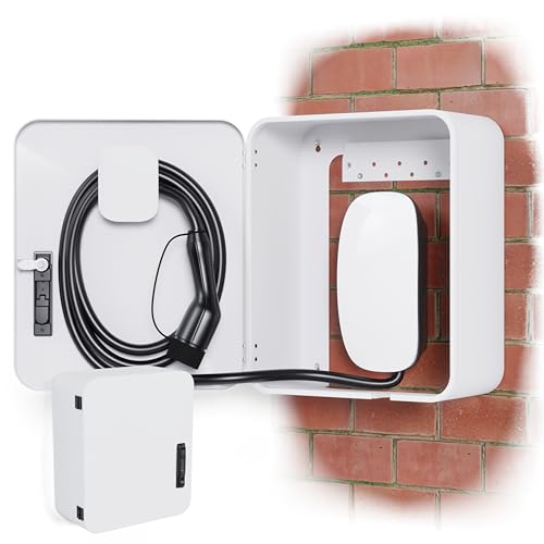 EV Electric Vehicle Car Charger Cover Protector Tesla Wall Charging Station Cable Cord Holder Lock Box Indoor Outdoor
