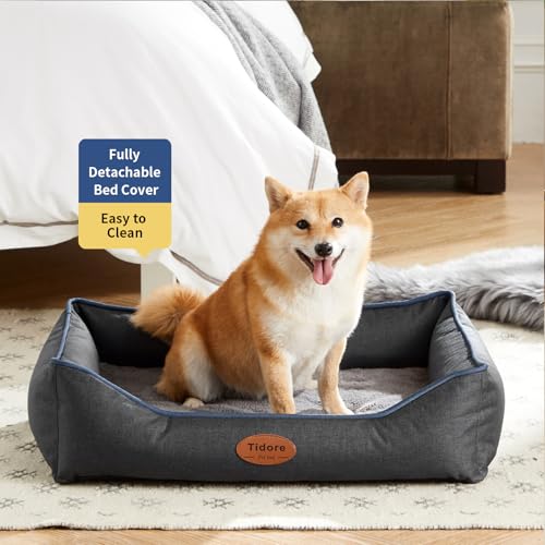 Tidore Orthopedic Dog Beds for Small Dogs, Durable Egg Crate Foam Sofa Dog Bed wit Washable Removable Cover, Waterproof Lining, Pet Bed for Medium Dogs, Dark Grey - color: Dark Grey, size: 26.4"l X 21.7"w X 6.2"th