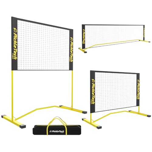 PICKLETECH 4.0 Slim Version Portable Pickleball Nets Outdoor Game 22 FT Pickleball Net-USAPA Regulation Size-Pickle Ball Net System with Carrying Bag for Driveway - color: Yellow, size: 3in 1