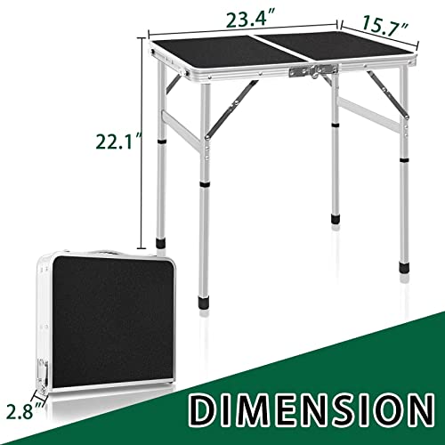 Camp Field Aluminum Folding Small Table, Adjustable Height Lightweight Portable Camping Table for Picnic Beach Outdoor Indoor (Small) (BlackB) - color: Blackb