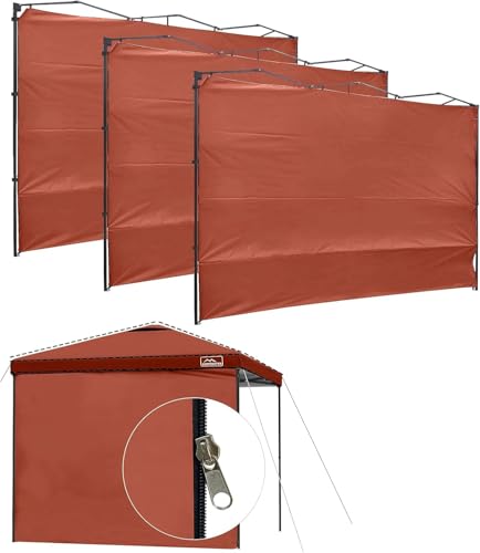 KAMPKEEPER 10X10 Canopy Tent Sidewalls with Zipper for Canopy Frame, 3Pcs Sunwalls Only, UPF50+ Waterproof Side Walls(Red) - color: Red