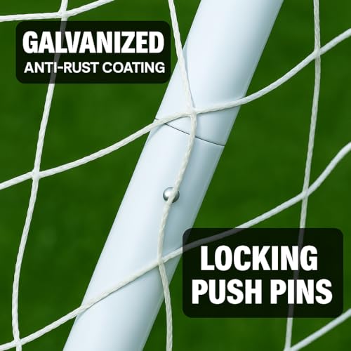 Vallerta® Official Size Steel Soccer Goal. Heavy Duty Frame w/Net. Tournament, Regulation Size. Professional Portable Practice Training Aid. (1 NET, 18.5' X 6.5')