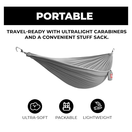 Grand Trunk Single Hammock: Nano 7 Premium Ultra Light made with Ripstop Nylon for Camping and Travel includes Carabiners