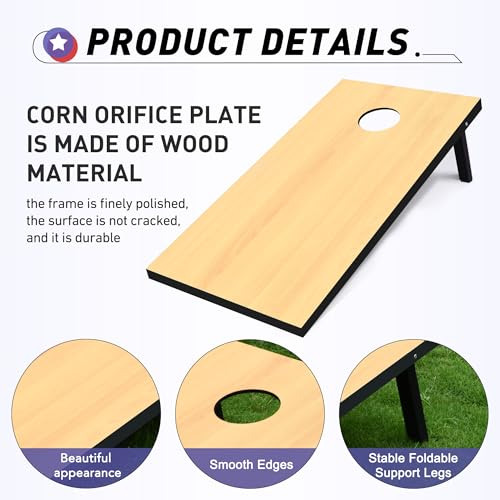 4x2 Ft Cornhole Boards Set, Premium Regulation Size Cornhole Boards with 8 All-Weather Bean Bags, Carrying Case and Scoreboard - style: 4'x2' Natural