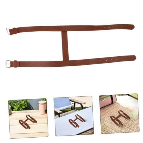 Amosfun Picnic Mat Strap Artificial Leather Blanket Carrying Strap with Buckle and Handle for Outdoor Camping Hiking Travel Rug Carrier
