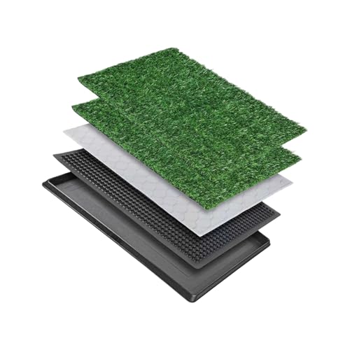 Artificial Grass Dog Pee Pad with Tray,Washable 3-Layer Puppy Training Pad for Indoor Use Training in Assorted Size Indoor Dog Toilet - color: Large1, size: B