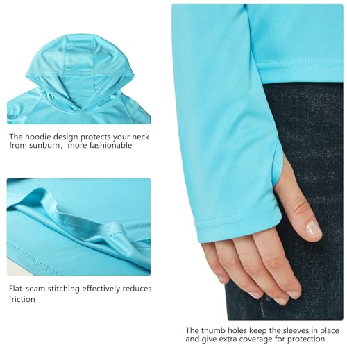 Willit Women's UPF 50+ Sun Protection Hoodie SPF Shirt Long Sleeve Hiking Fishing Outdoor Shirt Lightweight Hoodie - color: Blue, size: Large
