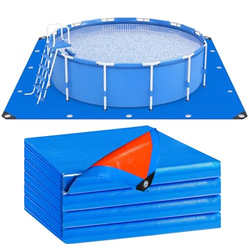 succulentlovers 17FT Double Sided Pool Floor Mat - Square Pool Liner Pool Pads for Above Ground Pool Heavy Duty Swimming Pool Tarps Ground Cloth for Preventing Punctures & Extending Liner's Life