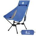 ONETIGRIS Tigerblade High Back Camping Chair with Pillow Design, Comfortable Widened Seat Folding Chair - color: Blue