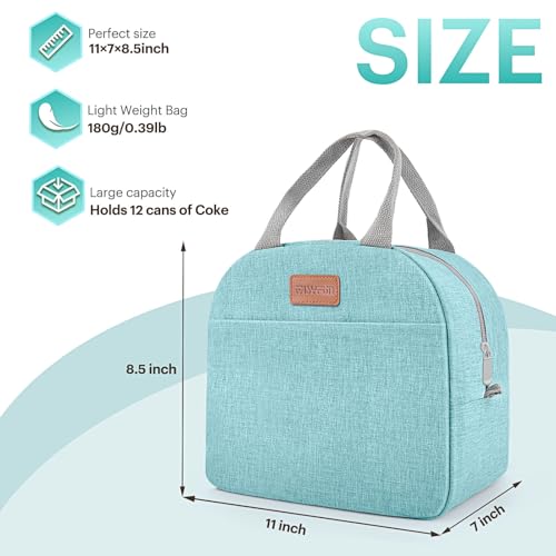 Lunch Bag for Women & Men Adult Insulated Lunch Box, Small Leakproof Cooler Food Lunch Containers Reusable High Capacity Lunch Tote Bags for Work, Travel, Outdoor (Aqua Green) - color: Aqua Green
