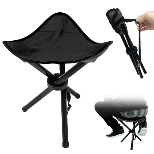 Travel Folding Camping Stool, 14.6 inches Tripod Chair and Maximum weight 210 lbs Outdoor Portable Party Chair Fishing Chairs Seat for Camping Fishing Hiking Gardening and Garden Painting Black - color: Black