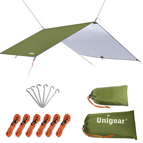 Unigear Hammock Rain Fly Waterproof Tent Tarp, 9.8x9.8ft, UV Protection and PU 3000mm Waterproof, Lightweight for Camping, Backpacking and Outdoor Adventure - color: Green, size: 300x300cm