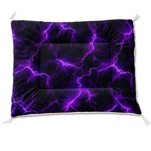 Nttopship Dog Cat Bed Mat Ultra Soft Fluffy Pet Bed Washable Fashion Dog Crate Beds Comfy Comfy Pet Sleeping Pad Suitable for Pet Raised Bed(30"x26",Purple Lightning) - color: Purple lightning, size: Medium