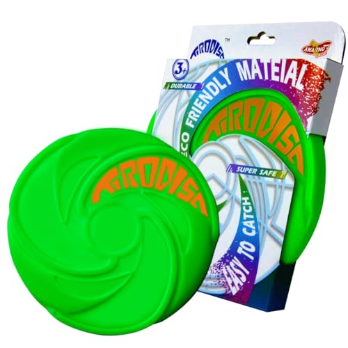 AMAZING TOYZ Tirodisc Foldable Frisbee for Kids & Adults, 20cm Soft Silicone Flying Disc - Portable Pocket-Sized Outdoor Waterproof Toy for Beach, Park, Pool Games | Easy Clean & Safe Catch - color: Green