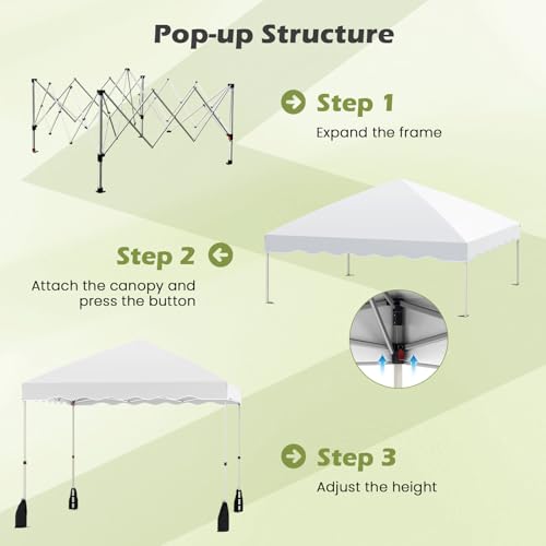 Tangkula 10x10 FT Pop Up Canopy, UPF50+ Easy Set up Instant Tent with Wheeled Bag, 8 Stakes, 4 Anchors, 4 Wind Ropes, 4 Sandbags, Heavy Duty Outdoor Canopy Tent 10x10 for Patio Party Backyard (White) - color: White, size: 10x10 FT
