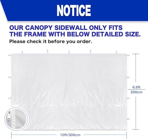 Fanpat Instant 10x10 Canopy Sidewalls for Pop Up Canopy, Waterproof UV Protection Fabric, 4 Packs Sidewalls with Zipper Door for Outdoor Events, Gray(4PCS Sidewalls Only, Canopy Tent Not Included) - color: Durable Gray
