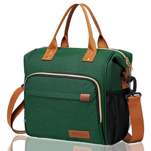 TuErCao Insulated Lunch Bag Adult Lunch Box for Women for Work Leakproof Soft Cooler for Beach Travel Picnic, Dark Green - color: A5: Green, size: Large