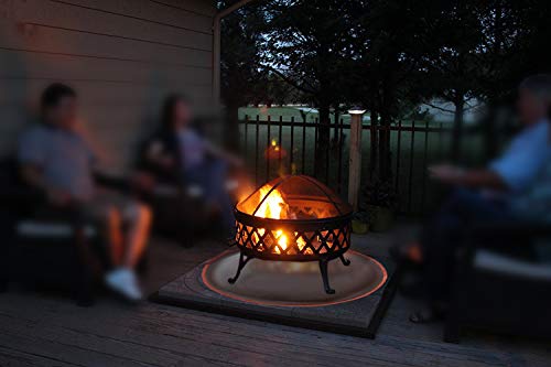 Round Under Grill Splatter Mat, Flame Retardant Heat Resistant BBQ Gas Grill Air Fryer Fire Pit Protective Mat for Deck Patio Lawn Ground Outdoor or Campsite Protection Ember Mat Pad Round Red 36inch