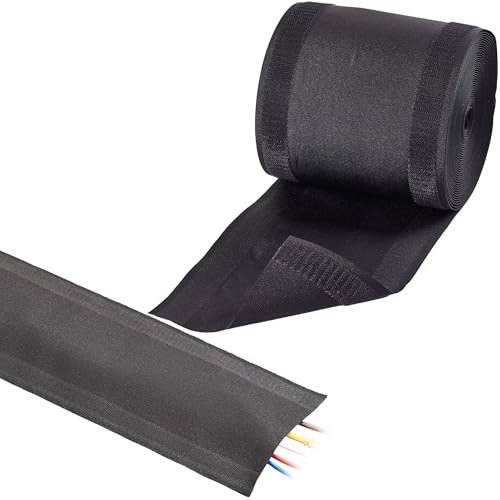 ECOHomes Carpet Cord Cover (Black, 6 Inch x 30 FT) | Cord Covers for Carpet to Hide Floor Cables and Electric Wires, Low Profile Cord Hider for Extension Cords and Cable Management in Home and Office - color: Black, size: 6 Inch x 30 FT