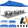 COBIZI 10x30 Heavy Duty Pop up Canopy with 8 sidewalls Party Tent for Parties Weddings Events UPF 50+ Waterproof Commercial Gazebo with Roller Bag, Blue(Frame Thickened) - color: Blue, size: 10x30 With 8 Sidewalls