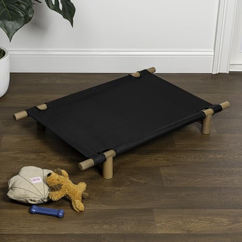 DBD5000C Chester 32" Modern Minimalist Wood Frame Elevated Outdoor Dog Bed, Ink/Light Teak - color: Ink/Light Teak
