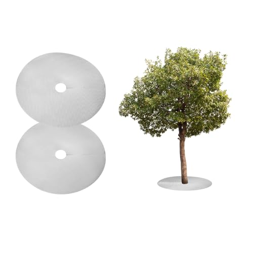 HARFINGTON 2pcs Tree Mulch Ring 32.3 Inch Non-Woven Round Tree Protector Weed Barrier Mat Plant Cover Rings for Weed Grass Control Root Protection, Silver - size: 32.3