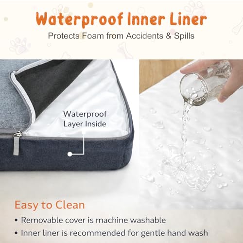 EMPSIGN Stylish Dog Bed Mat Dog Crate Pad Mattress Reversible (Cool & Warm), Water Proof Linings, Removable Machine Washable Cover, Firm Support Small to XX Large Dogs, Grey,XL(41''''*28''''*3'''') - size: Xl(41"*28"*3")