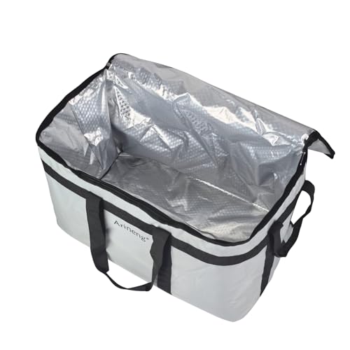 Food Delivery Insulated Bag, Insulated Cold Meal Bag, Built-in Base Plate, For Hot and Cold Food Takeout, Commercial Catering Transportation - 23 * 14 * 15 inches (NO Partitioned, Grey) - color: Grey, style: No Partitioned