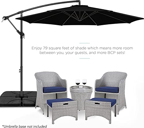 10ft Patio Umbrella Replacement Canopy 8 Ribs, Waterproof & Fade Resistant Market Umbrella Cover, Thickened Polyester Fabric for Backyard, Garden and Pool (Canopy Only) (Black) - color: Black