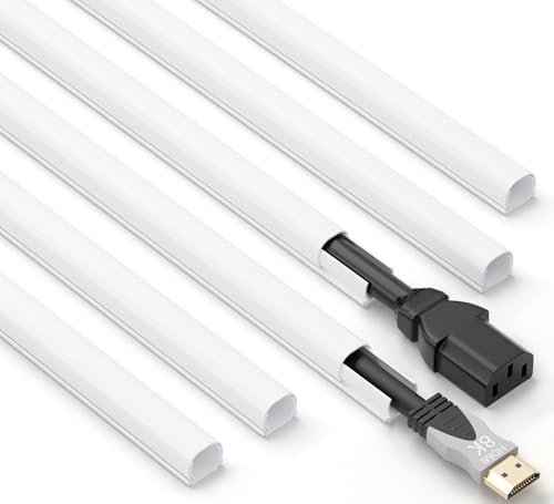 ZhiYo 85in Cord Hider for One Wire, Self-Adhesive Cord Covers for Wires on Wall, Paintable TV Cable Hider Wire Covers for Cords, White Cable Management Raceway Channel, 6X L14in, W0.5in H0.4in - color: White, size: W0.5in x H0.4in - L85in