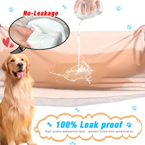 Dog Bed Covers Replacement Washable 100% Waterproof Dog Bed Sheets Soft & Noiseless 2 Pack, 42" x 28" Beige - size: Beige-42 X 28 Inch