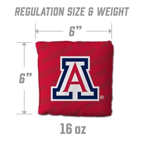YouTheFan Officially-Licensed NCAA Set of 4 Cornhole Bags - All Weather Regulation 6” x 6” Size - 16oz Weight - Designed in USA - color: Arizona Wildcats - Red
