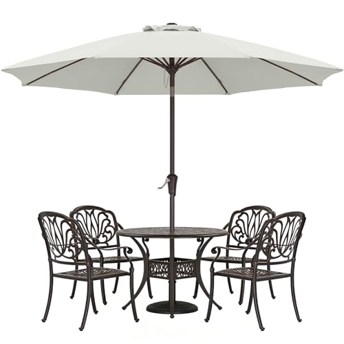 ABCCANOPY 10FT Patio Umbrella, Outdoor Waterproof Table Umbrella with Push Button Tilt and Crank, 8 Ribs UV Protection Pool Umbrella for Garden, Lawn, Deck & Backyard (Light Beige) - color: Light Beige, size: 10FT