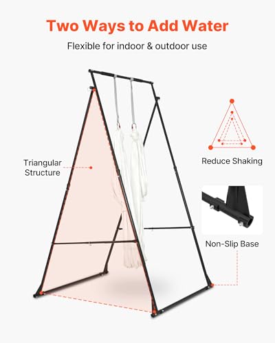 VEVOR Yoga Stand Frame, Max 441-551 lbs Load Swing Stand, Triangular Structure Aerial Rig, Aerial Silk Stands with Yoga Hammock, Standard & Height-Adjustable Version - color: White, style: Height-Adjustable Version