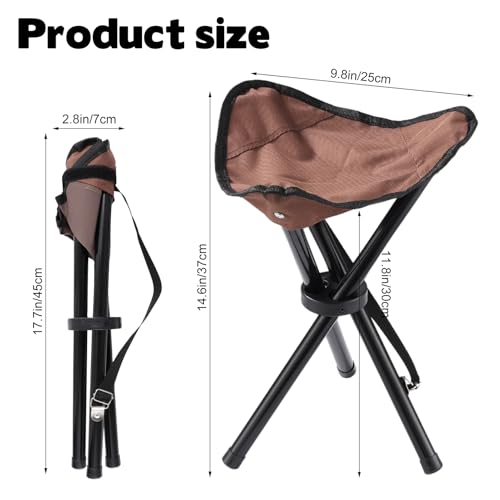 Travel Folding Camping Stool, 14.6 inches Lightweight Outdoor Tripod Chair and Maximum weight 210 lbs Portable Party Chair Fishing Chairs Seat for Camp Hiking Beach Garden and Painting (Brown) - color: Brown
