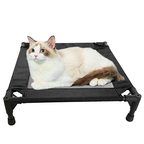Pozico Elevated Pet Bed with Breathable Mesh for Small Cat and Dog, Raised Cooling Pet Cot for Puppy and Kitty, 18.9x18.9 inch (Black Bed) - color: Black Bed