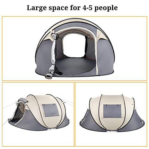 4 Person Easy Pop Up Tent for Camping,Waterproof Automatic Setup 2 Doors-Instant Family Tents with Vestibule & Porch, Large Size Family Tent Automatic Setup for Camping Hiking & Traveling