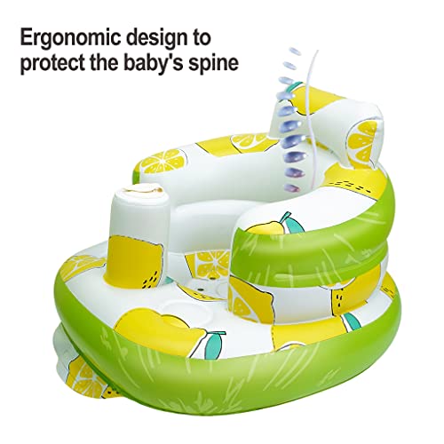 AirSwim Inflatable Baby Seat, Inflatable Baby Chair for Babies 3 Months and Up, Summer Blow Up Chair with Built in Air Pump, Infant Floor Seats for Learning to Sit, Palying, Camping, Lemon - color: Lemon