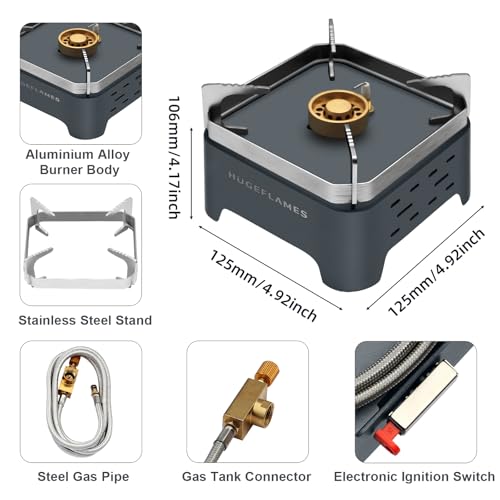 Single Burner Propane Stove, Wind-Guard Camping Stove, Automatic Ignition Propane Burner for Outdoor Cooking - style: Singl Burner