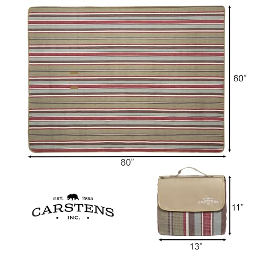 CARSTENS, INC. Easy Pack Water Resistant Sandproof Woven Picnic Blanket, Lightweight Foldable Outdoor Camping Beach Mat, Large 60"x80", Meadow Stripe - color: Meadow Stripe