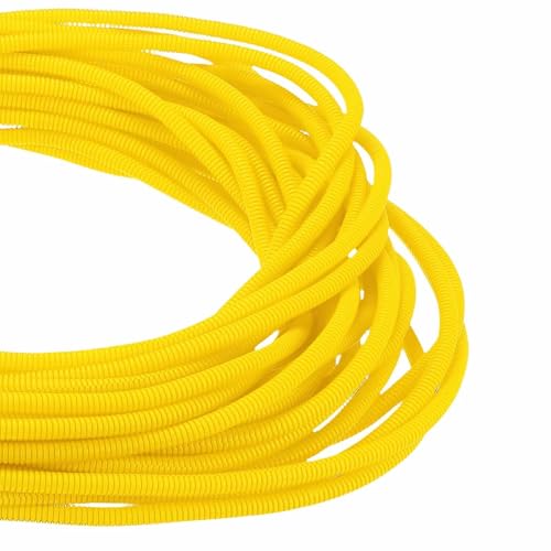DMiotech 100ft Wire Loom Split Tubing 1/4 Inch(6.4mm) ID, Cord Protectors from Pet Flexible Conduit Cable Management for Office Home Garden, Yellow - color: Yellow, size: 1/4"-100ft