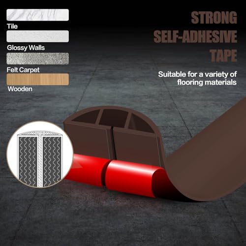 Floor Cord Cover Self Adhesive Cord Hider,10FT Cable Management, Extension Strip Protector for Wires, Prevent Cable Trips for Offices, Gyms, Exhibitions Cavity:0.3"(W) x 0.28"(H) Coffee - color: Coffee, size: 0.78" x 10'