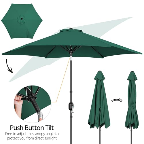 Yaheetech 2 Pack 9FT Outdoor Patio Umbrella Outdoor Table Umbrella w/Push Button Tilt & Crank, Yard Sun Shade UV Protection Waterproof for Pool, Market, Terrace, Beach, Outdoor Restaurant, Dark Green - color: Dark Green, size: 9FT