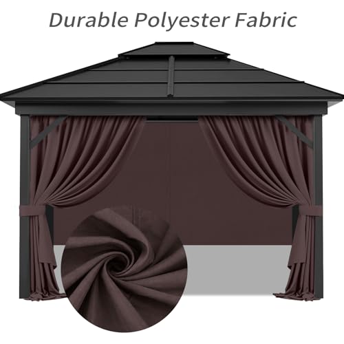 Gazebo Privacy Curtains 10' x 10' with Zipper 4-Panels Side Wall Universal Replacement for Patio, Outdoor Canopy, Garden and Backyard Coffee Brown(Curtain Only) - color: Coffee, size: 10' x 10'